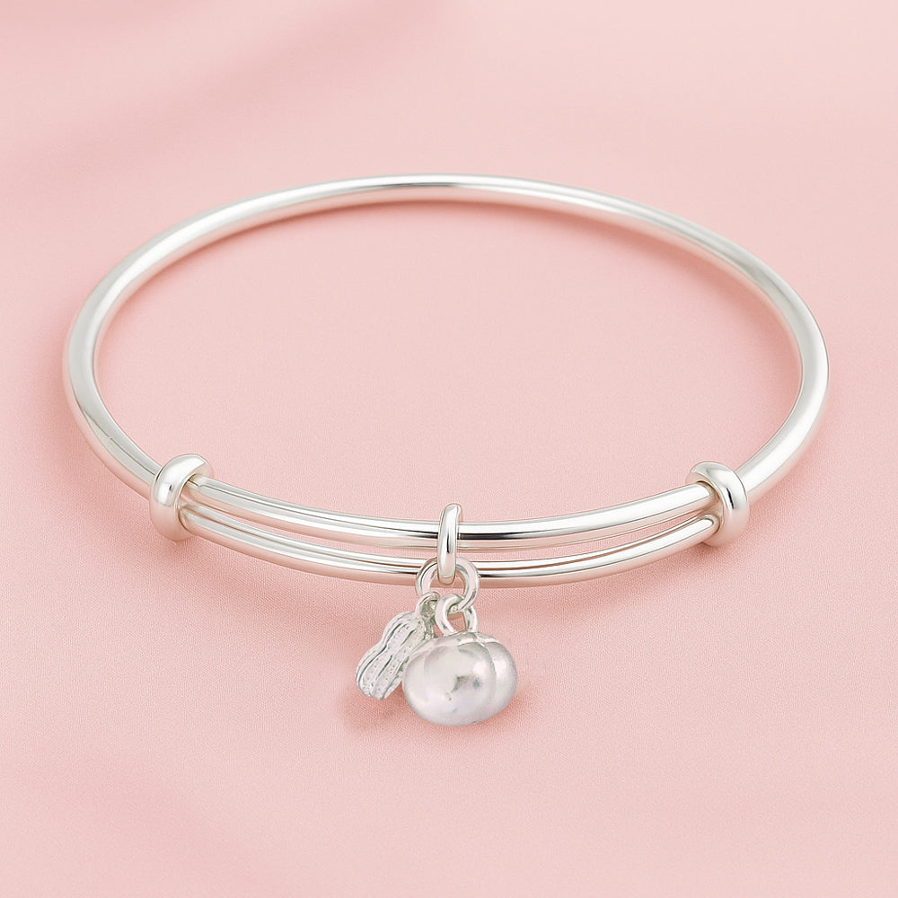 999純銀好事花生手鐲