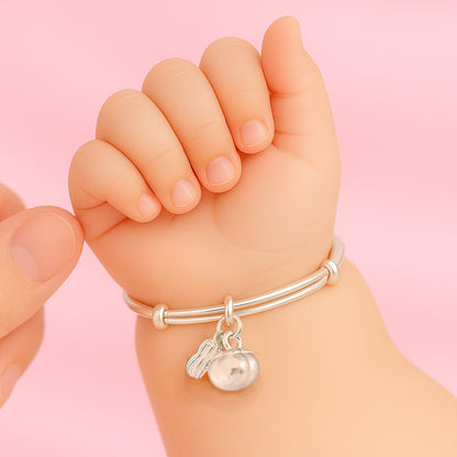 999純銀好事花生手鐲