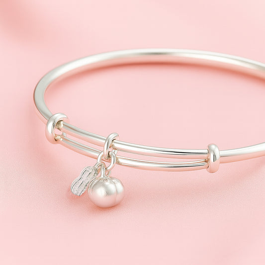 999純銀好事花生手鐲