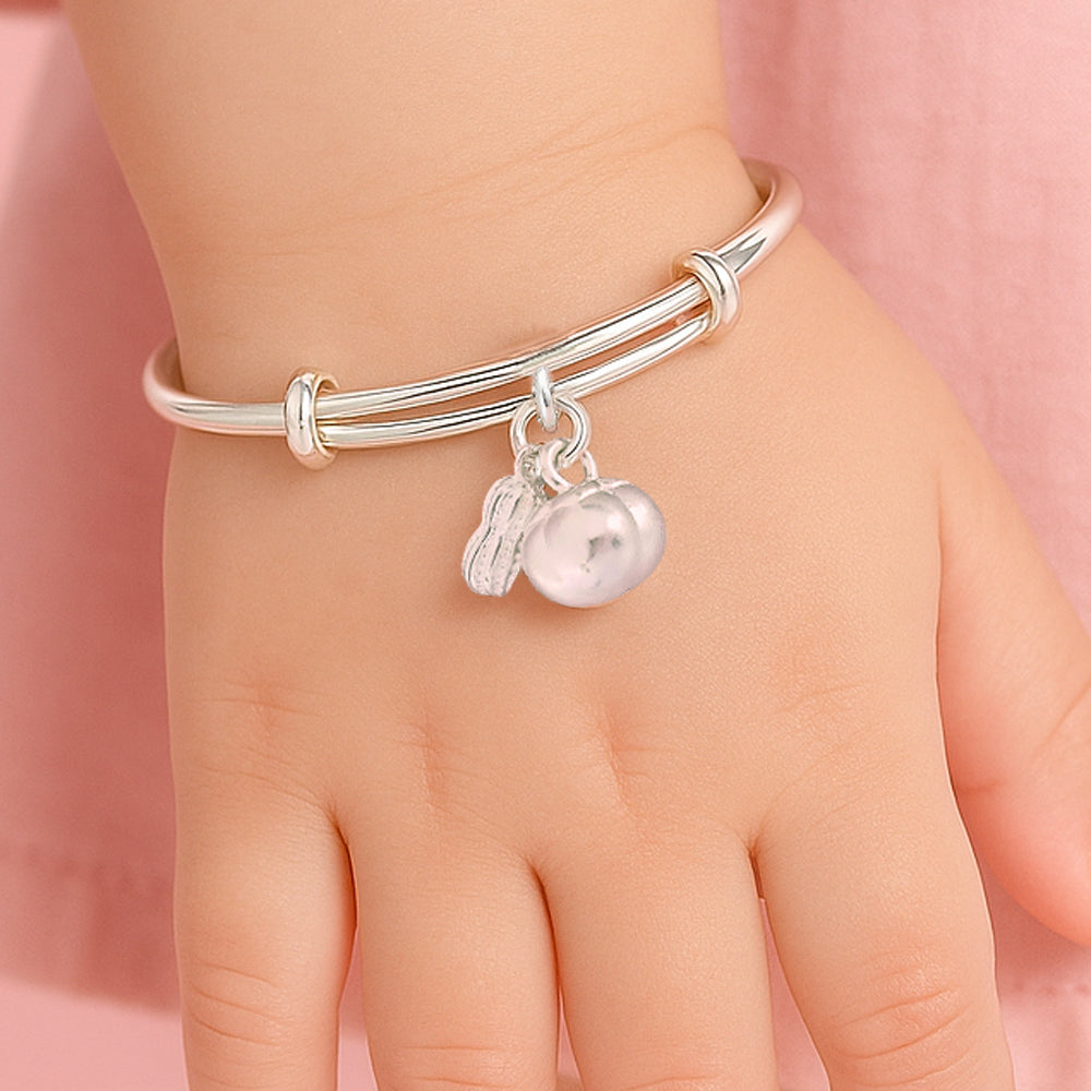 999純銀好事花生手鐲