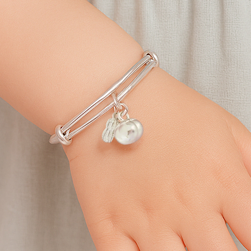 999純銀好事花生手鐲